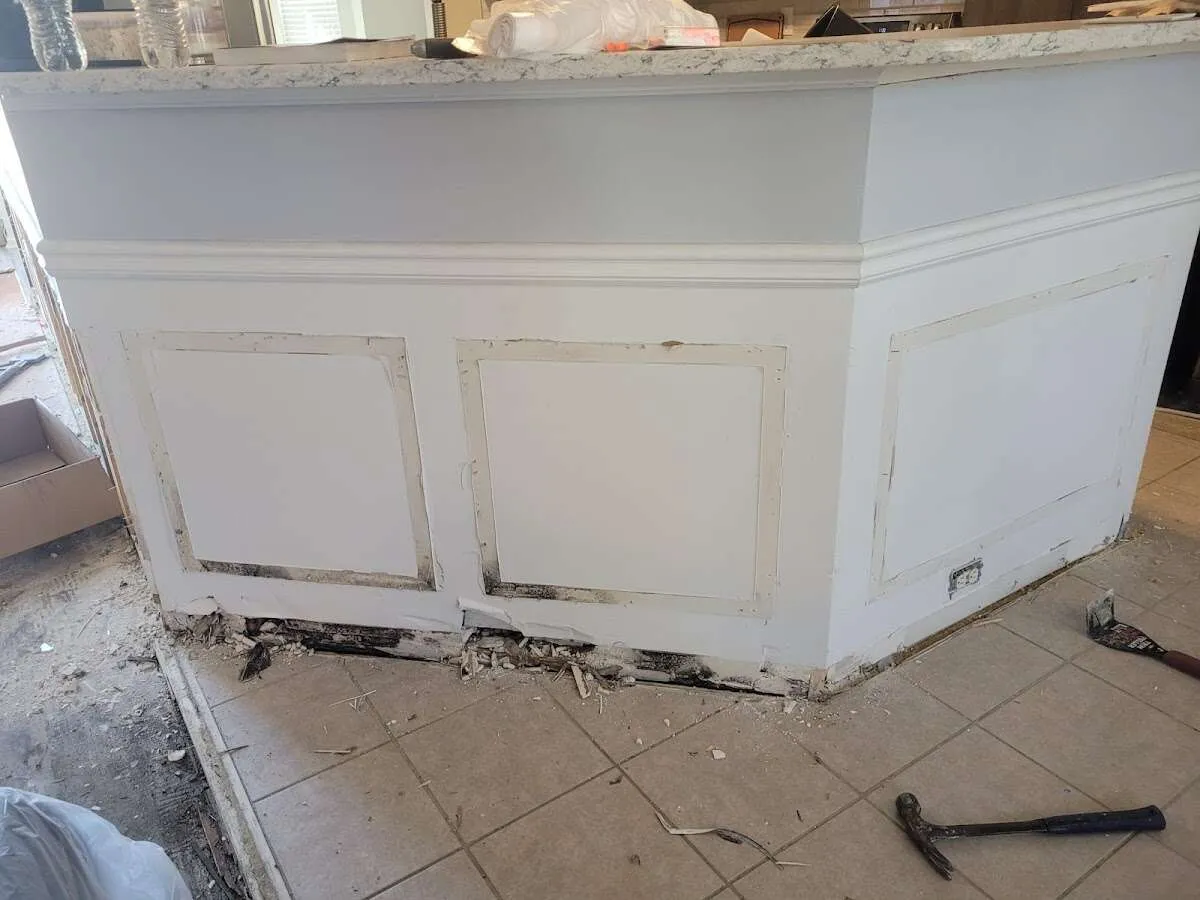 Water damage and mold on kitchen during Storm Damage Restoration in Williamsville